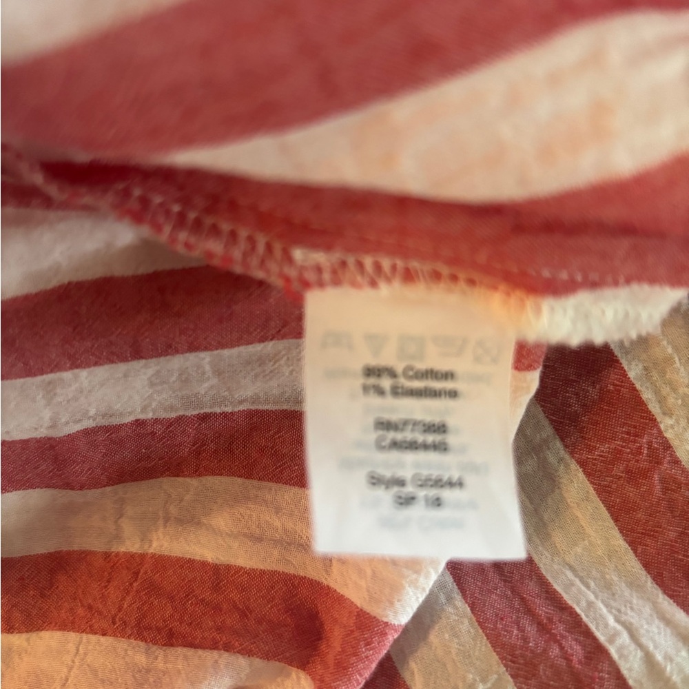 J. Crew Red and White Striped Button-Down Shirt - Picture 6 of 6